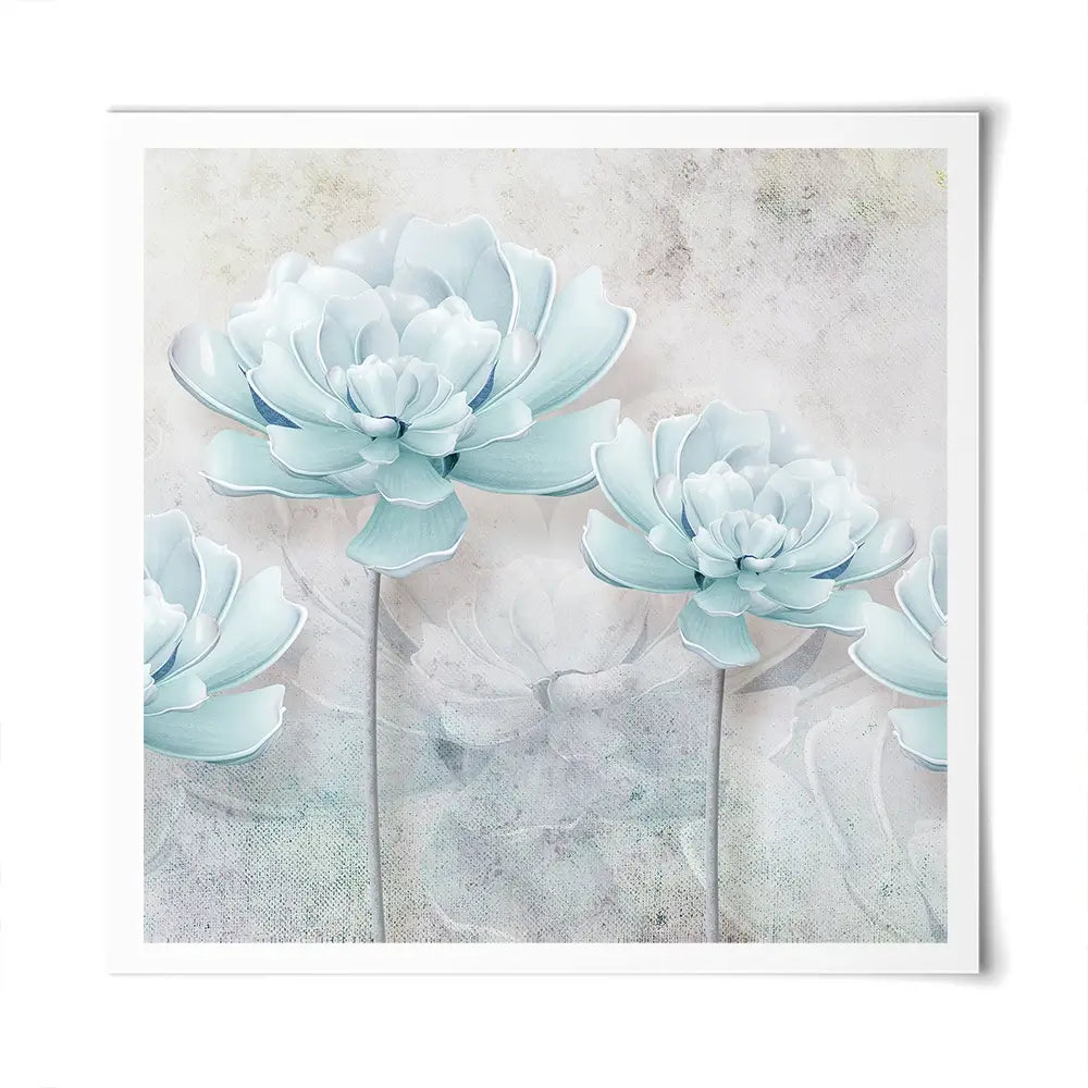 Pale Blue Floral Square Art Print Pale Blue Floral Square Art Print wall art product FLOWER 3D / Shutterstock