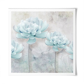 Pale Blue Floral Square Art Print Pale Blue Floral Square Art Print wall art product FLOWER 3D / Shutterstock