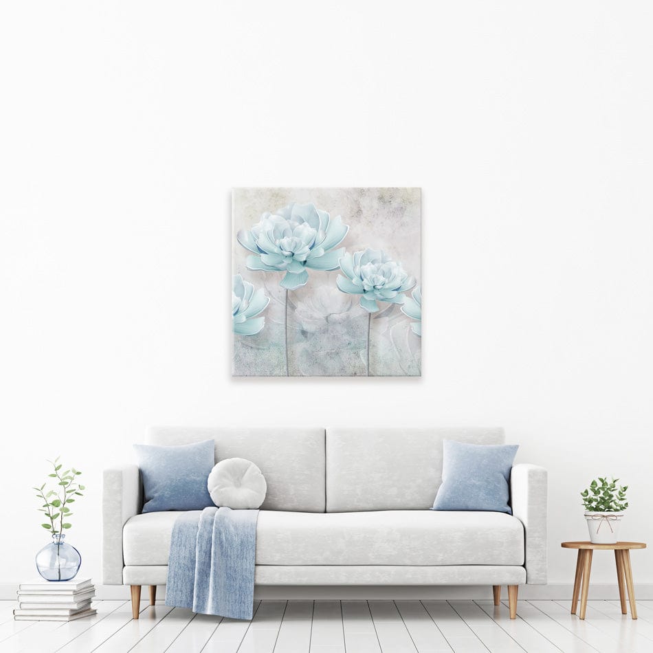 Pale Blue Floral Square Canvas Print wall art product FLOWER 3D / Shutterstock