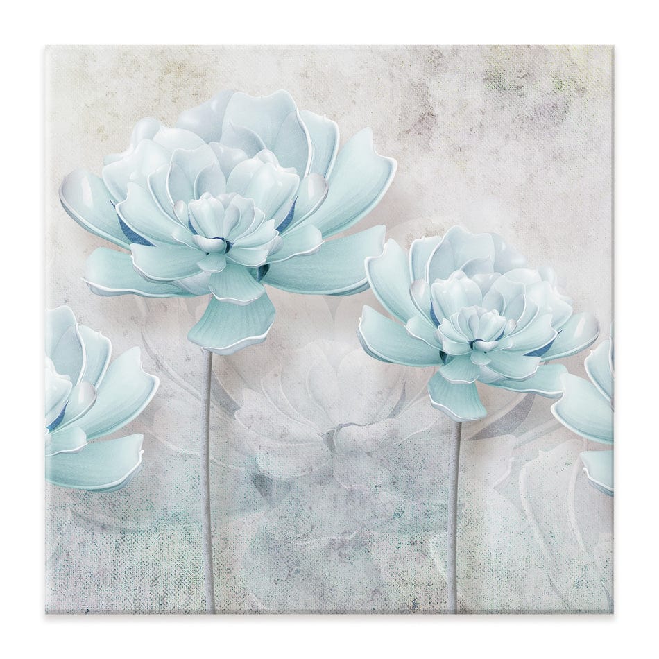 Pale Blue Floral Square Canvas Print wall art product FLOWER 3D / Shutterstock