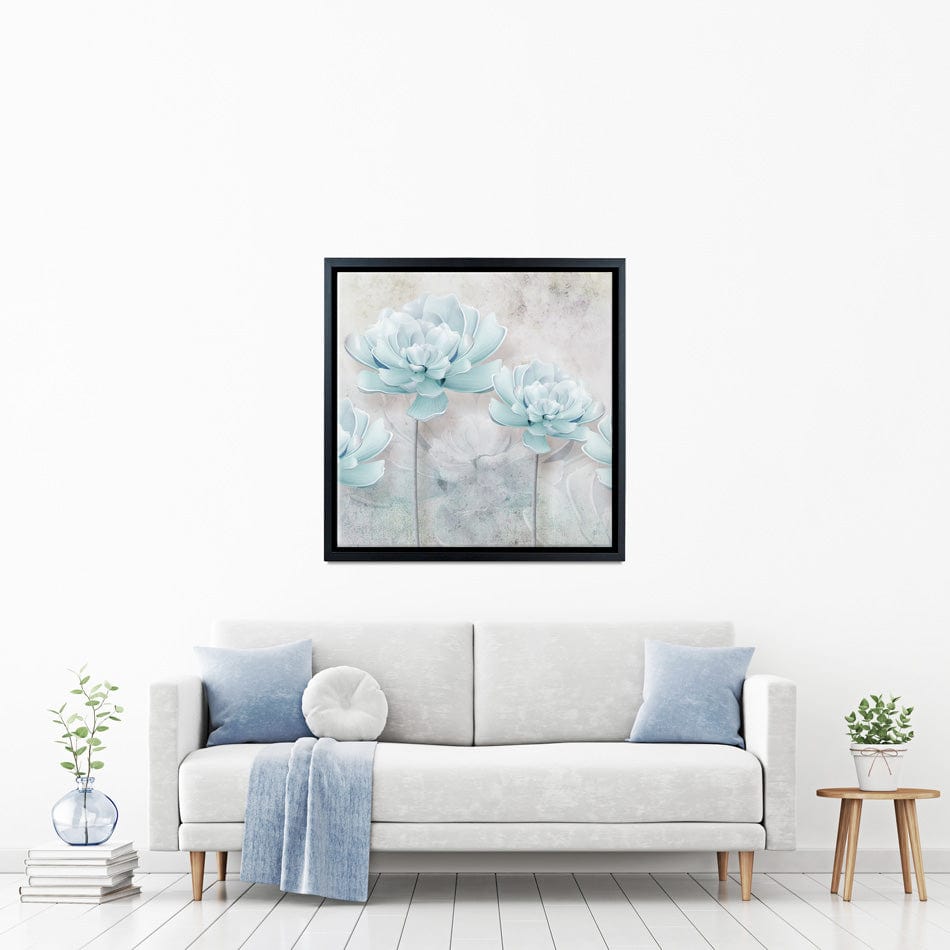Pale Blue Floral Square Canvas Print wall art product FLOWER 3D / Shutterstock