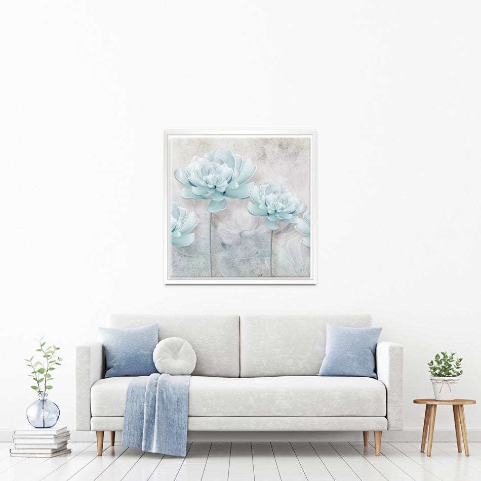 Pale Blue Floral Square Canvas Print wall art product FLOWER 3D / Shutterstock