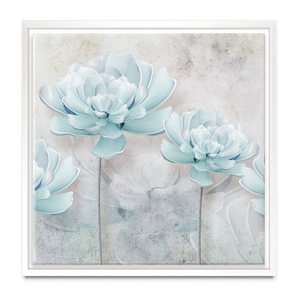 Pale Blue Floral Square Canvas Print wall art product FLOWER 3D / Shutterstock