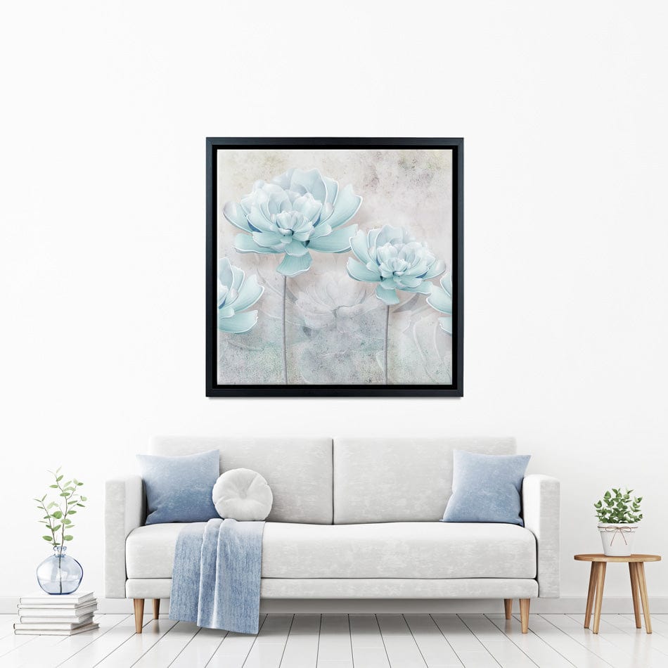 Pale Blue Floral Square Canvas Print wall art product FLOWER 3D / Shutterstock