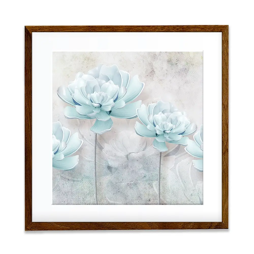 Pale Blue Floral Square Framed Art Print Pale Blue Floral Square Framed Art Print wall art product FLOWER 3D / Shutterstock