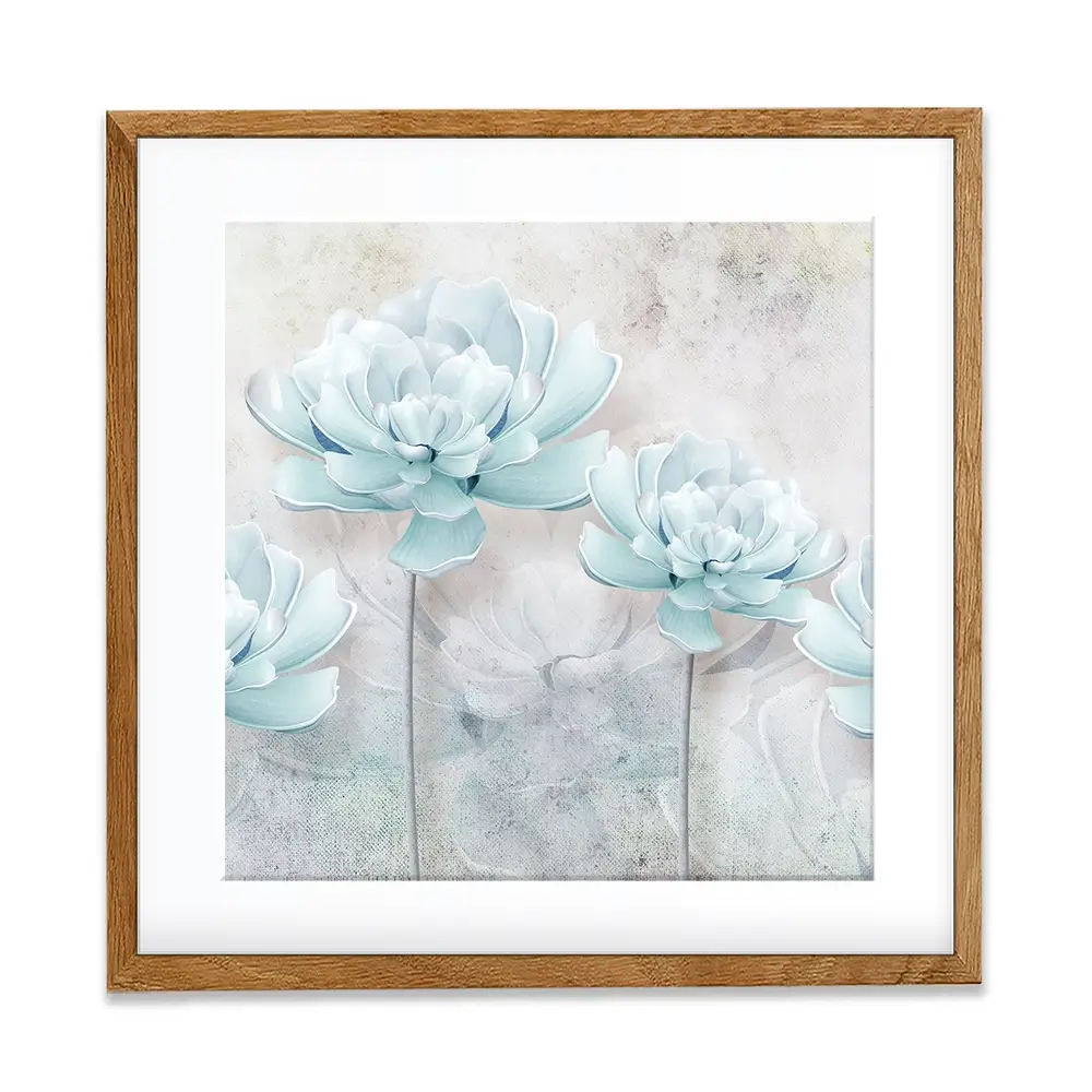 Pale Blue Floral Square Framed Art Print Pale Blue Floral Square Framed Art Print wall art product FLOWER 3D / Shutterstock