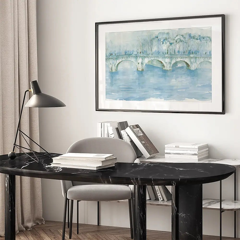 Pale Bridge Over River Framed Art Print Pale Bridge Over River Framed Art Print wall art product Chromatic Storm Studio