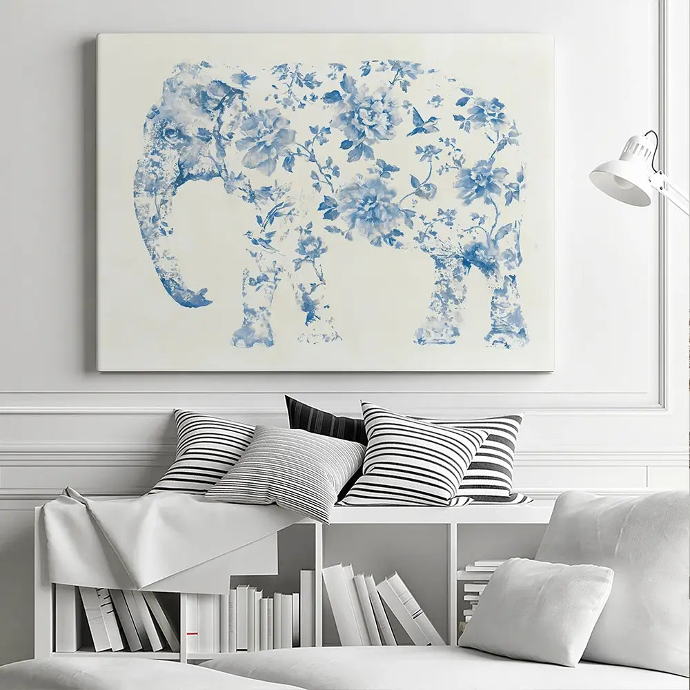Pale Chinoiserie Elephant Canvas Print Pale Chinoiserie Elephant Canvas Print wall art product Chromatic Storm Studio