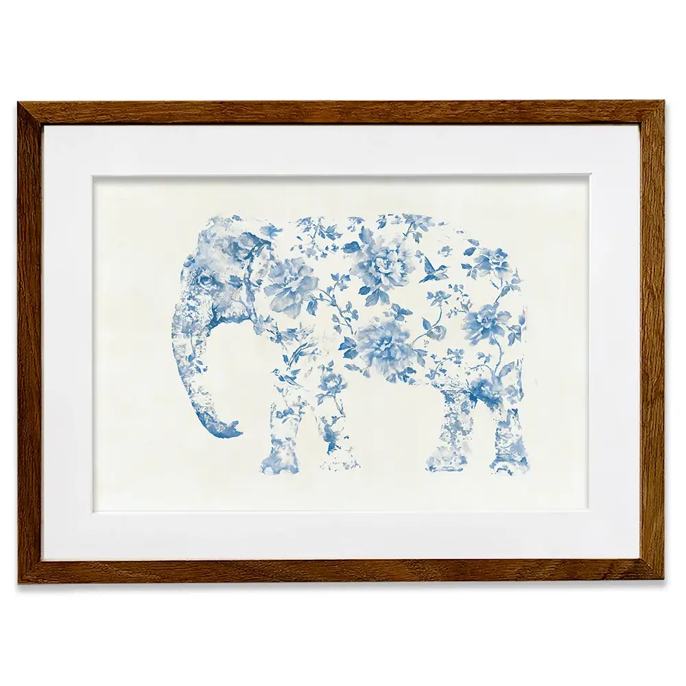 Pale Chinoiserie Elephant Framed Art Print Pale Chinoiserie Elephant Framed Art Print wall art product Chromatic Storm Studio