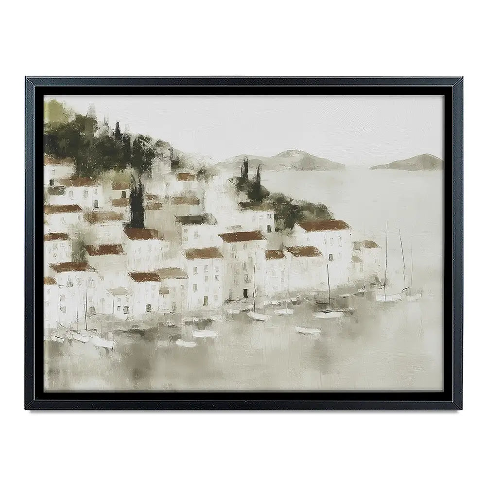 Pale Coastal Village Canvas Print Pale Coastal Village Canvas Print wall art product Chromatic Storm Studio