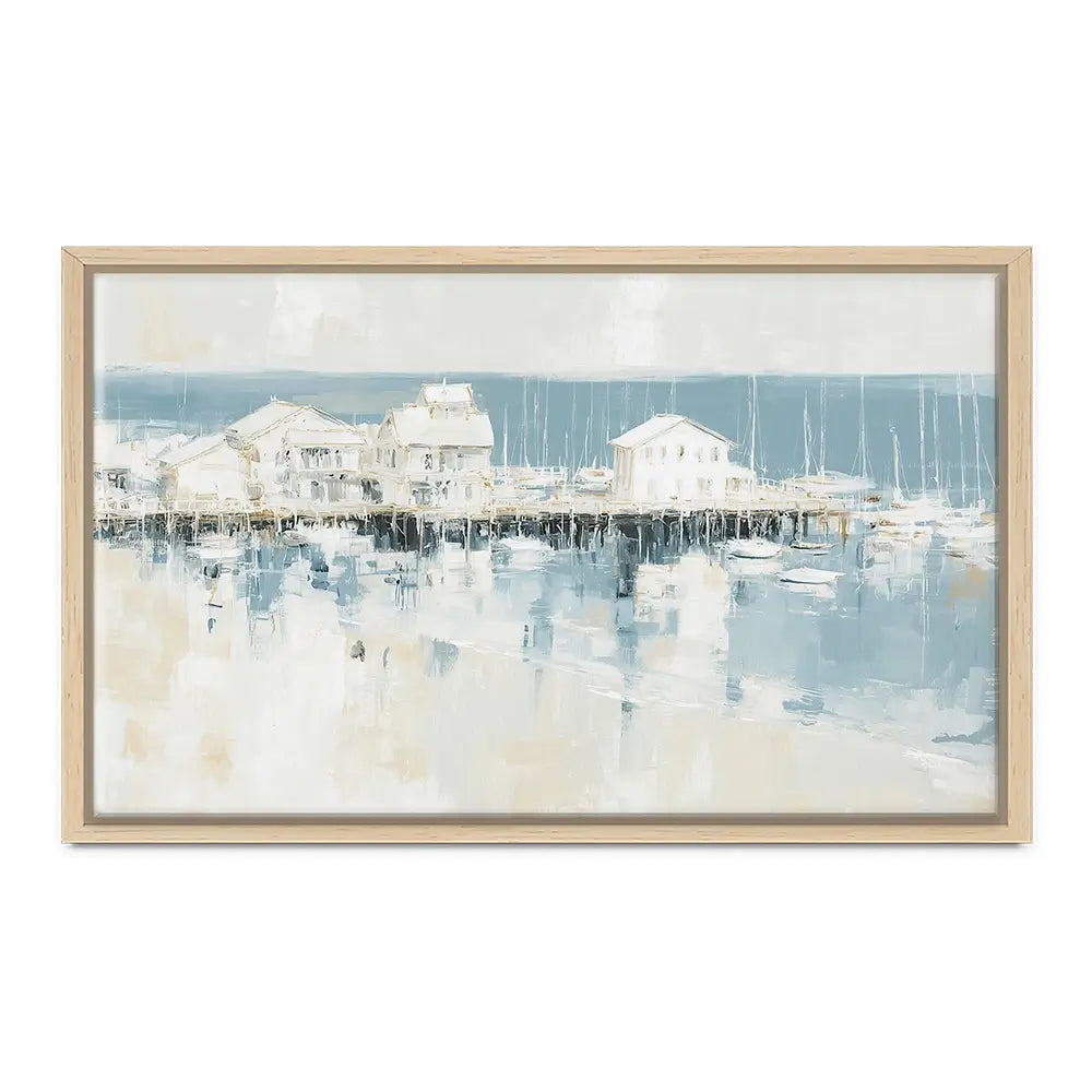 Pale Harbour Of Clapboard Houses Canvas Print Pale Harbour Of Clapboard Houses Canvas Print wall art product Chromatic Storm Studio