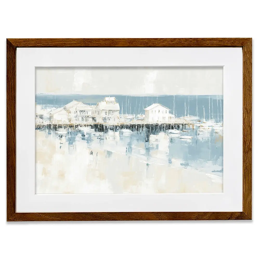 Pale Harbour Of Clapboard Houses Framed Art Print Pale Harbour Of Clapboard Houses Framed Art Print wall art product Chromatic Storm Studio