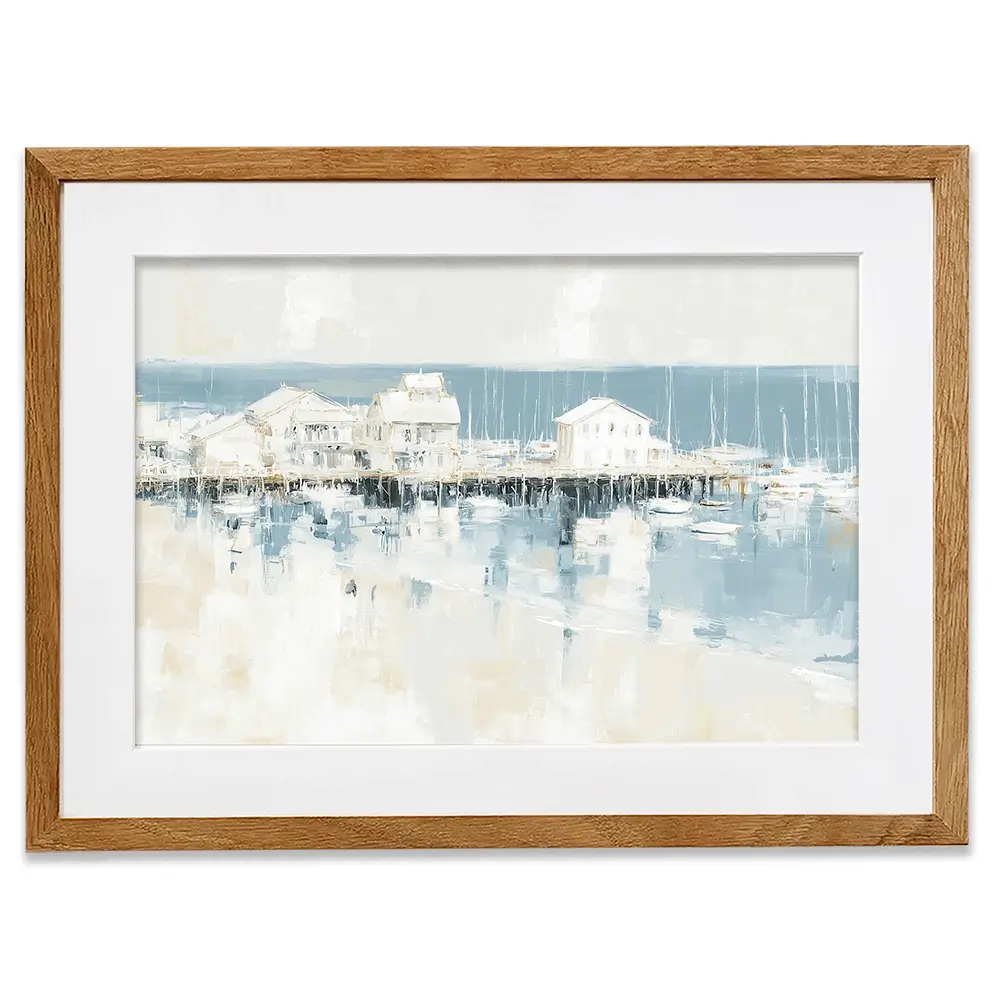 Pale Harbour Of Clapboard Houses Framed Art Print Pale Harbour Of Clapboard Houses Framed Art Print wall art product Chromatic Storm Studio