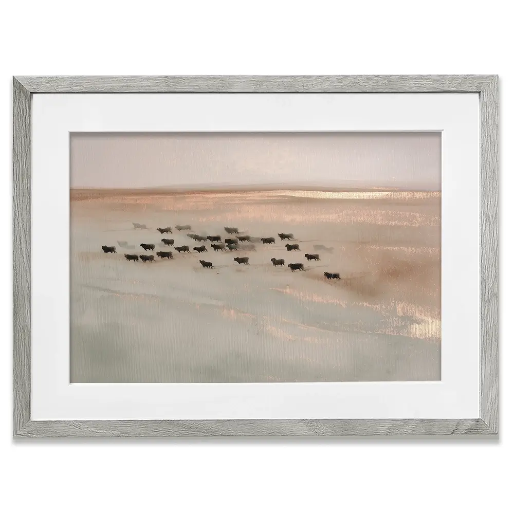 Pale Herd Dust Run Framed Art Print Pale Herd Dust Run Framed Art Print wall art product Chromatic Storm Studio