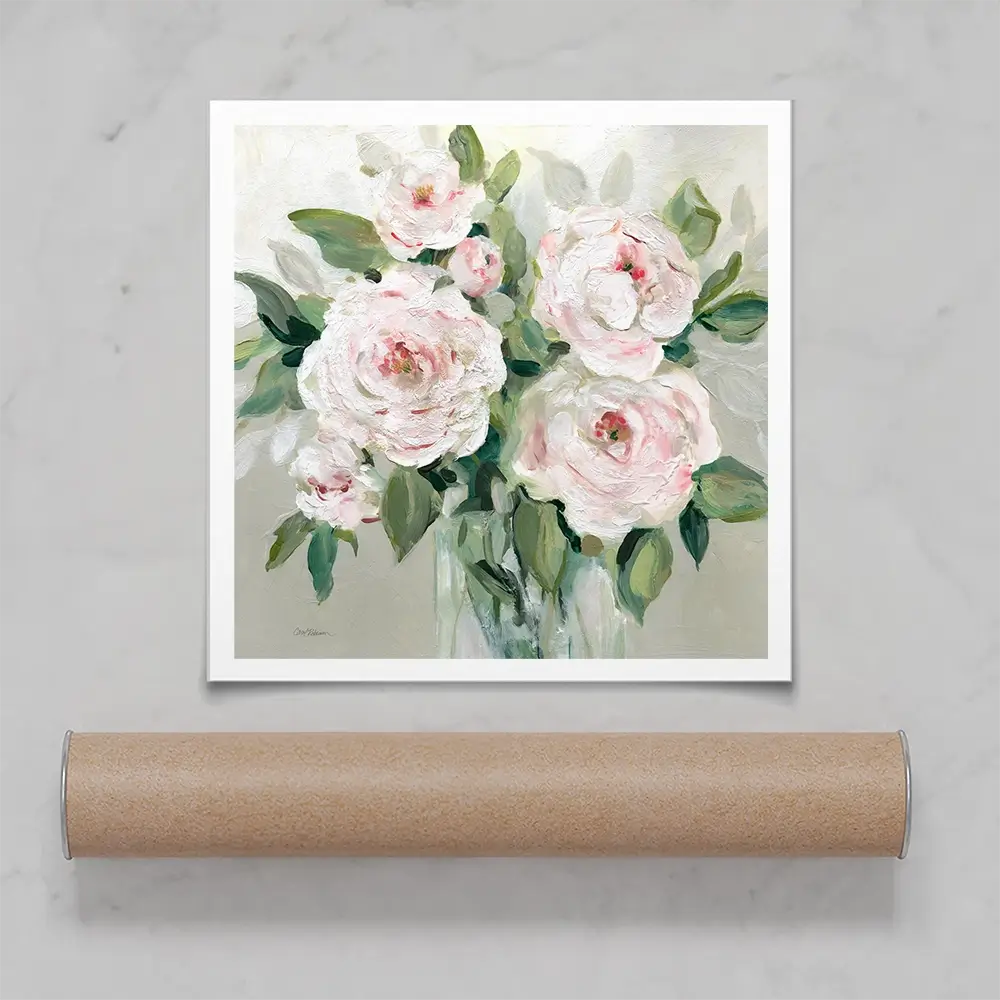 Pale Pink Blossoms Square Art Print Pale Pink Blossoms Square Art Print wall art product Carol Robinson