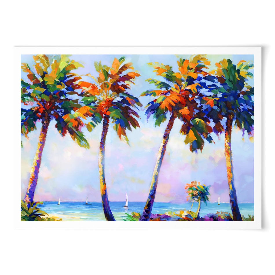 Palm Trees In The Suns Warmth Art Print wall art product Leon Devenice