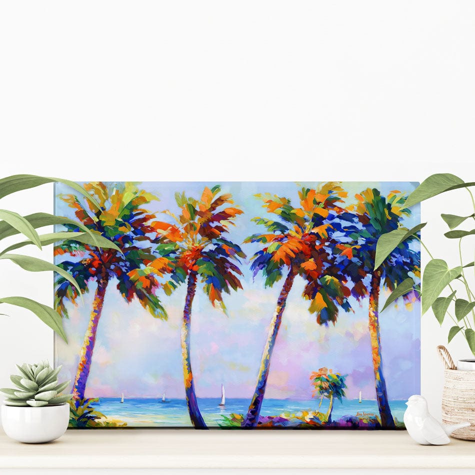 Palm Trees In The Suns Warmth Canvas Print wall art product Leon Devenice