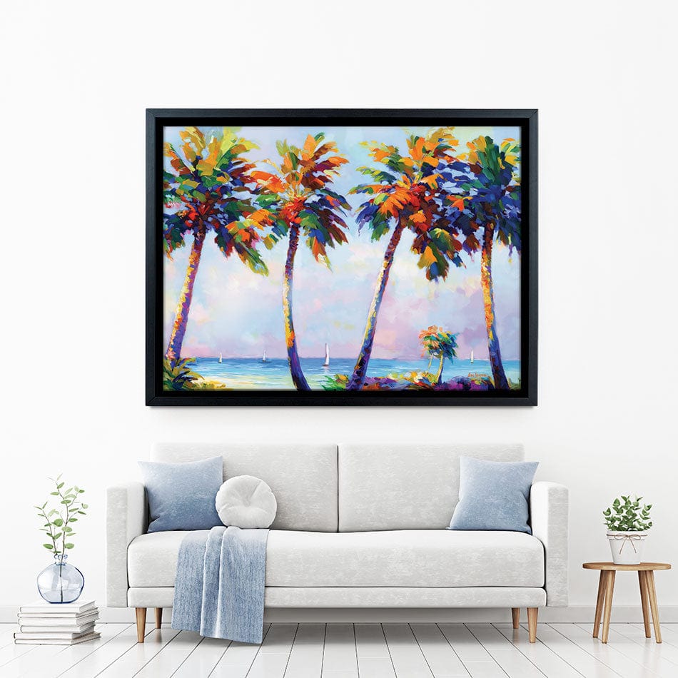 Palm Trees In The Suns Warmth Canvas Print wall art product Leon Devenice
