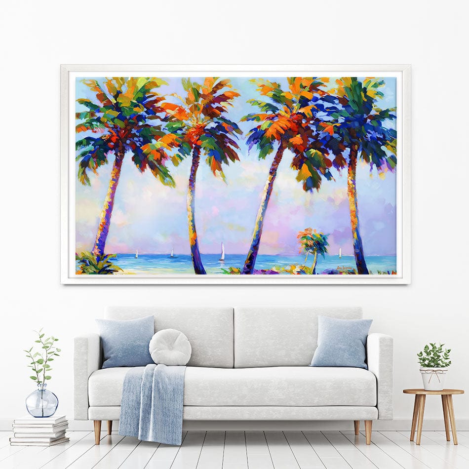 Palm Trees In The Suns Warmth Canvas Print wall art product Leon Devenice