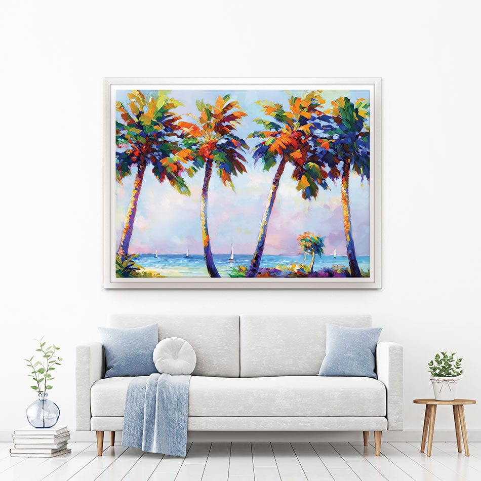 Palm Trees In The Suns Warmth Canvas Print wall art product Leon Devenice