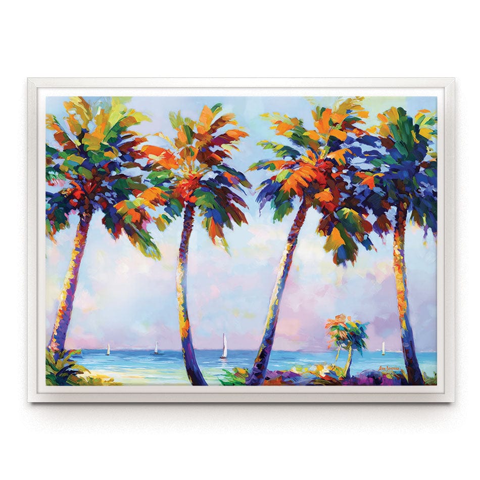 Palm Trees In The Suns Warmth Canvas Print wall art product Leon Devenice