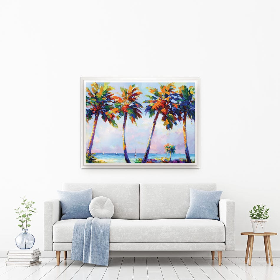 Palm Trees In The Suns Warmth Canvas Print wall art product Leon Devenice