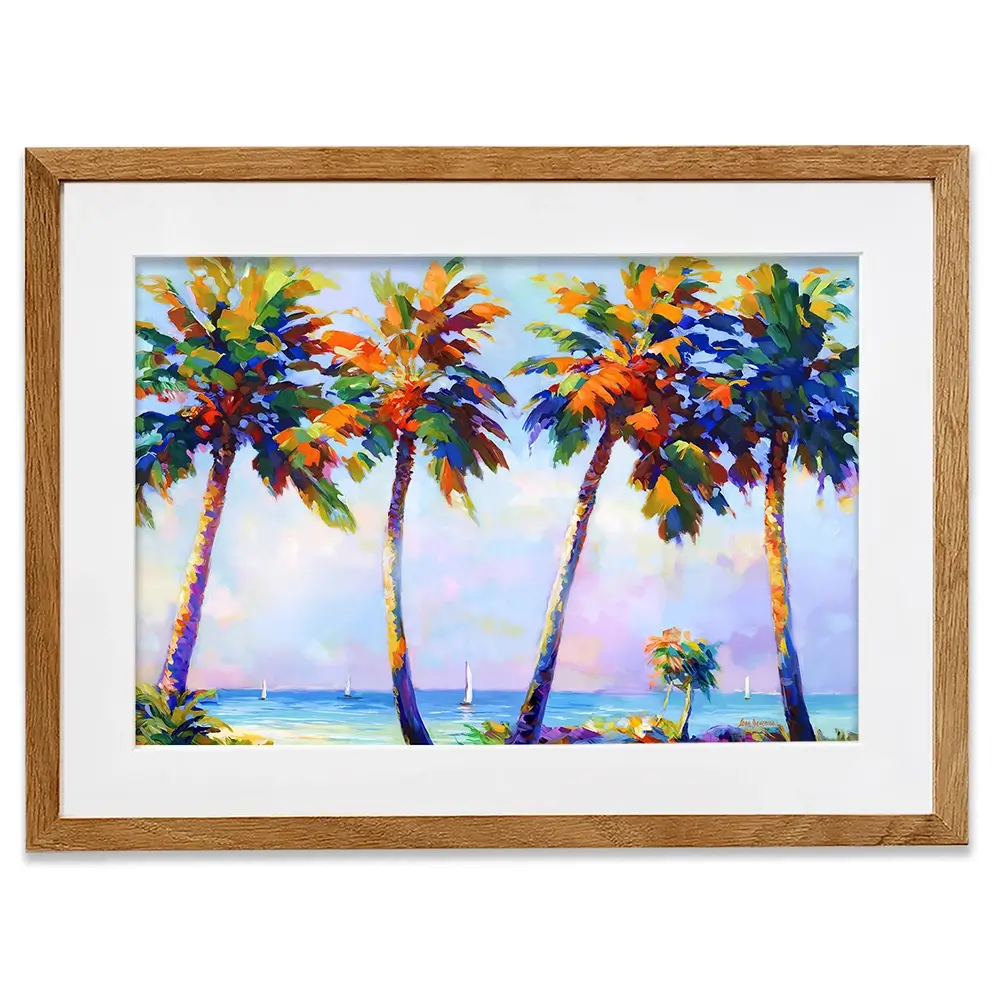 Palm Trees In The Suns Warmth Framed Art Print Palm Trees In The Suns Warmth Framed Art Print wall art product Leon Devenice