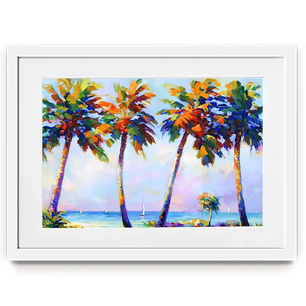 Palm Trees In The Suns Warmth Framed Art Print Palm Trees In The Suns Warmth Framed Art Print wall art product Leon Devenice
