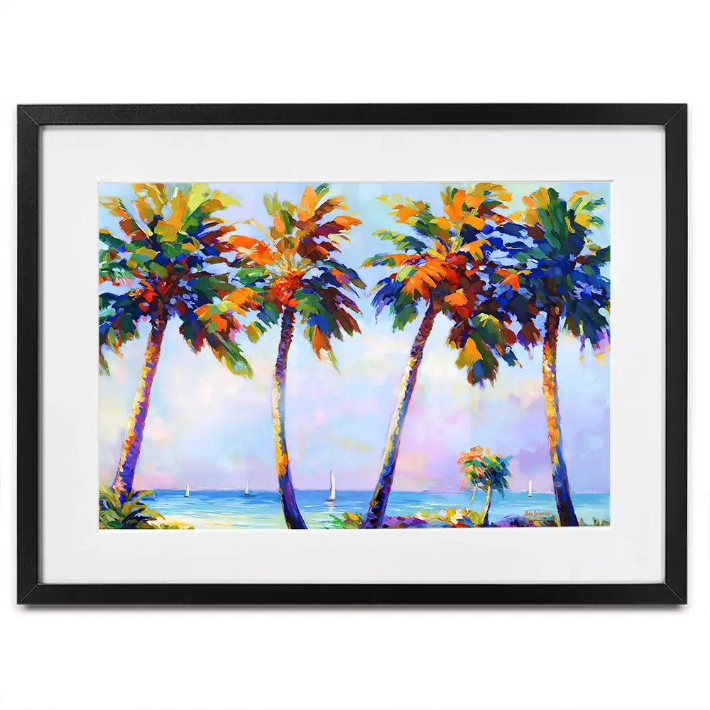 Palm Trees In The Suns Warmth Framed Art Print Palm Trees In The Suns Warmth Framed Art Print wall art product Leon Devenice