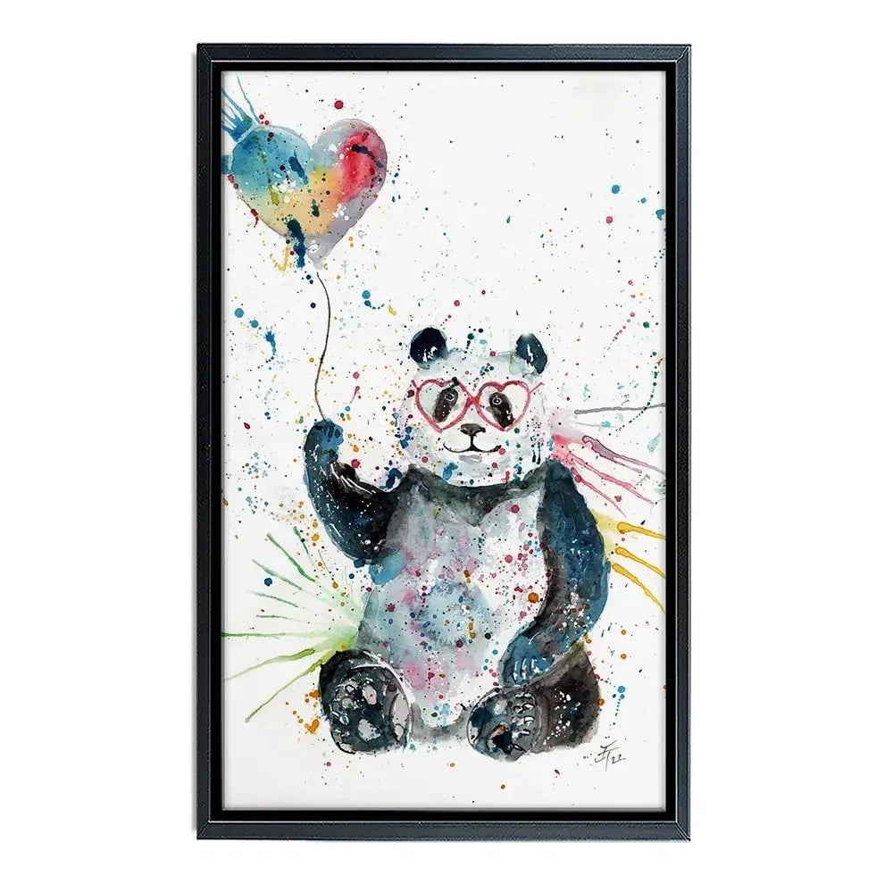 Panda And Heart Balloon Canvas Print Panda And Heart Balloon Canvas Print wall art product Jamie Taylor