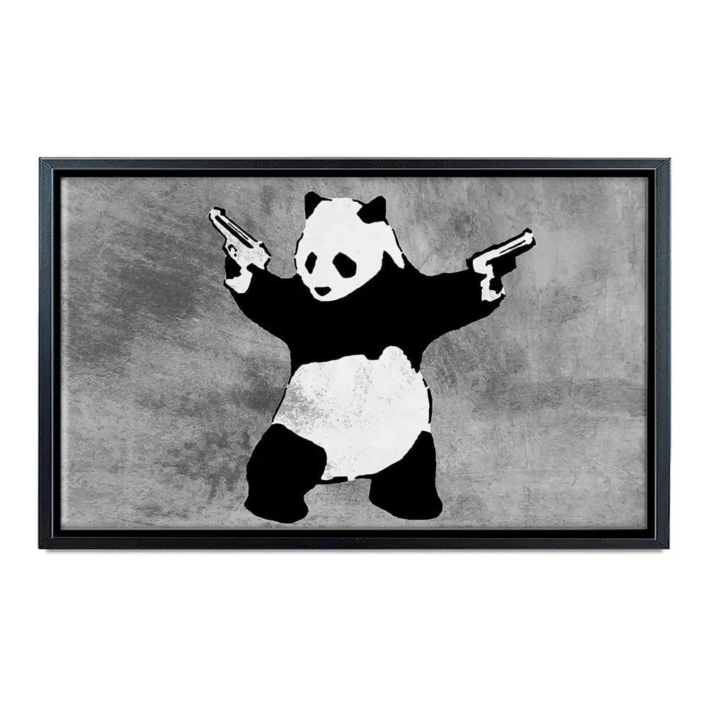 Panda Holding Guns Canvas Print Panda Holding Guns Canvas Print wall art product Banksy
