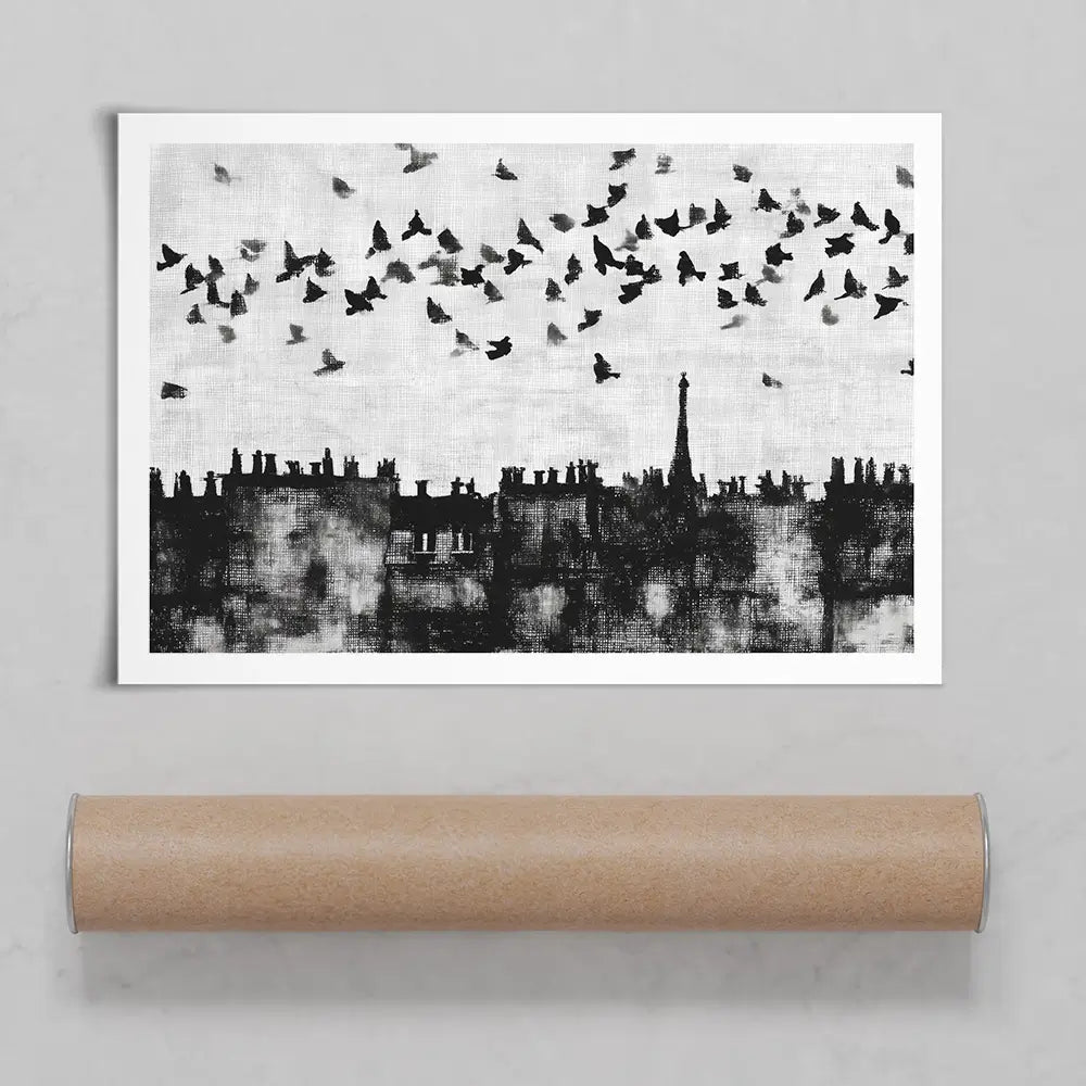Paris Rooftops Skyline Art Print Paris Rooftops Skyline Art Print wall art product Chromatic Storm Studio