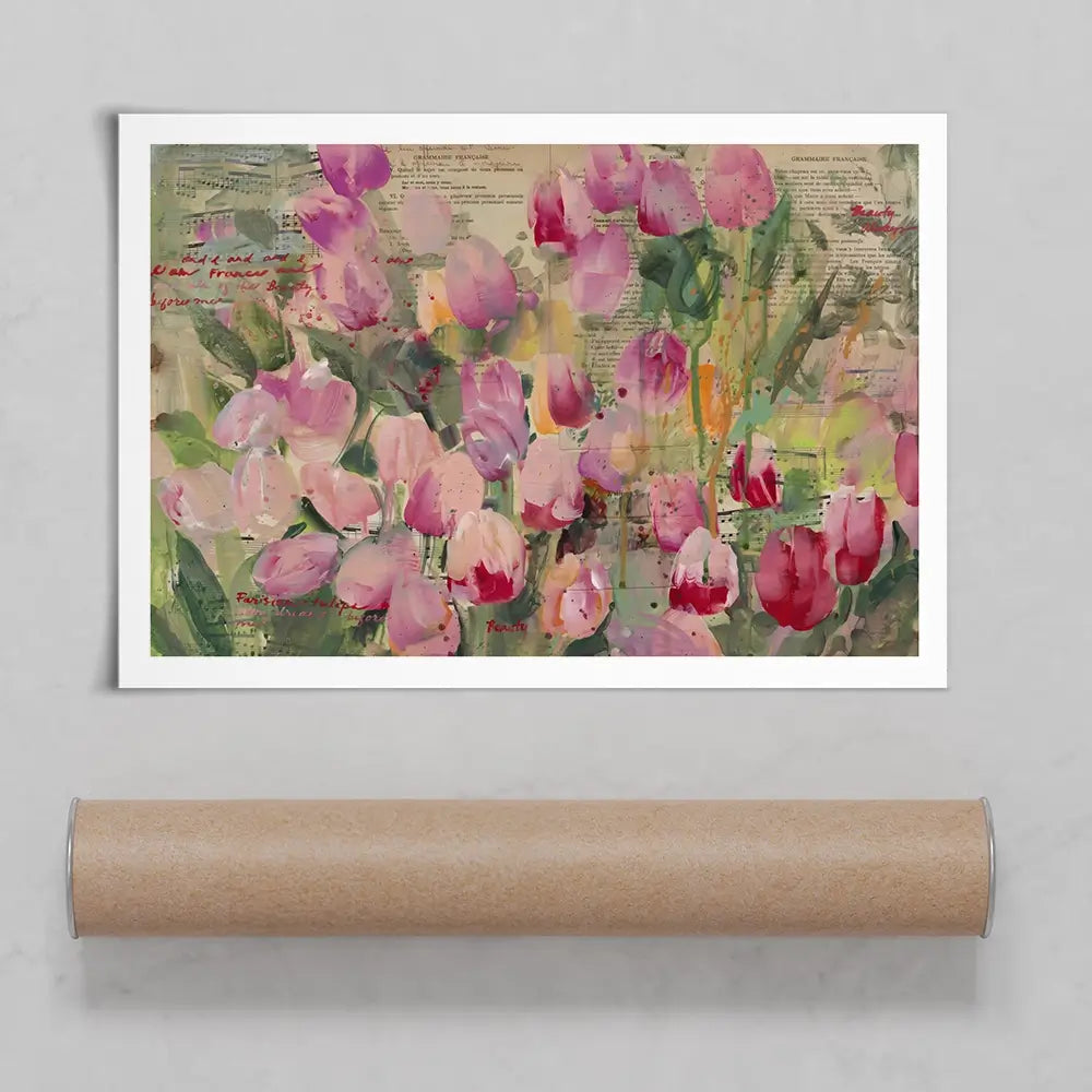 Parisian Tulips Manuscripts Art Print Parisian Tulips Manuscripts Art Print wall art product Tiffani Taylor - Independent