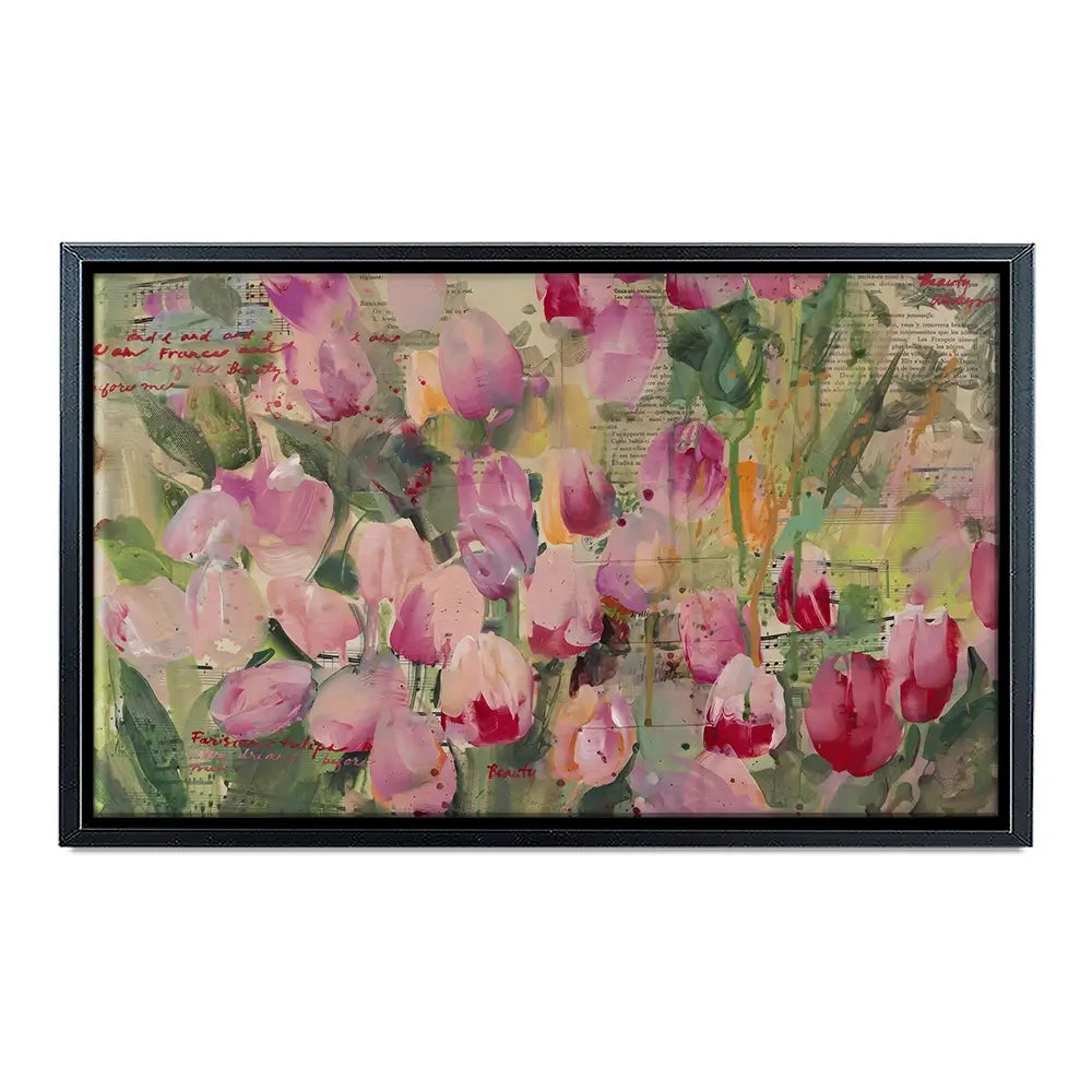 Parisian Tulips Manuscripts Canvas Print Parisian Tulips Manuscripts Canvas Print wall art product Tiffani Taylor - Independent