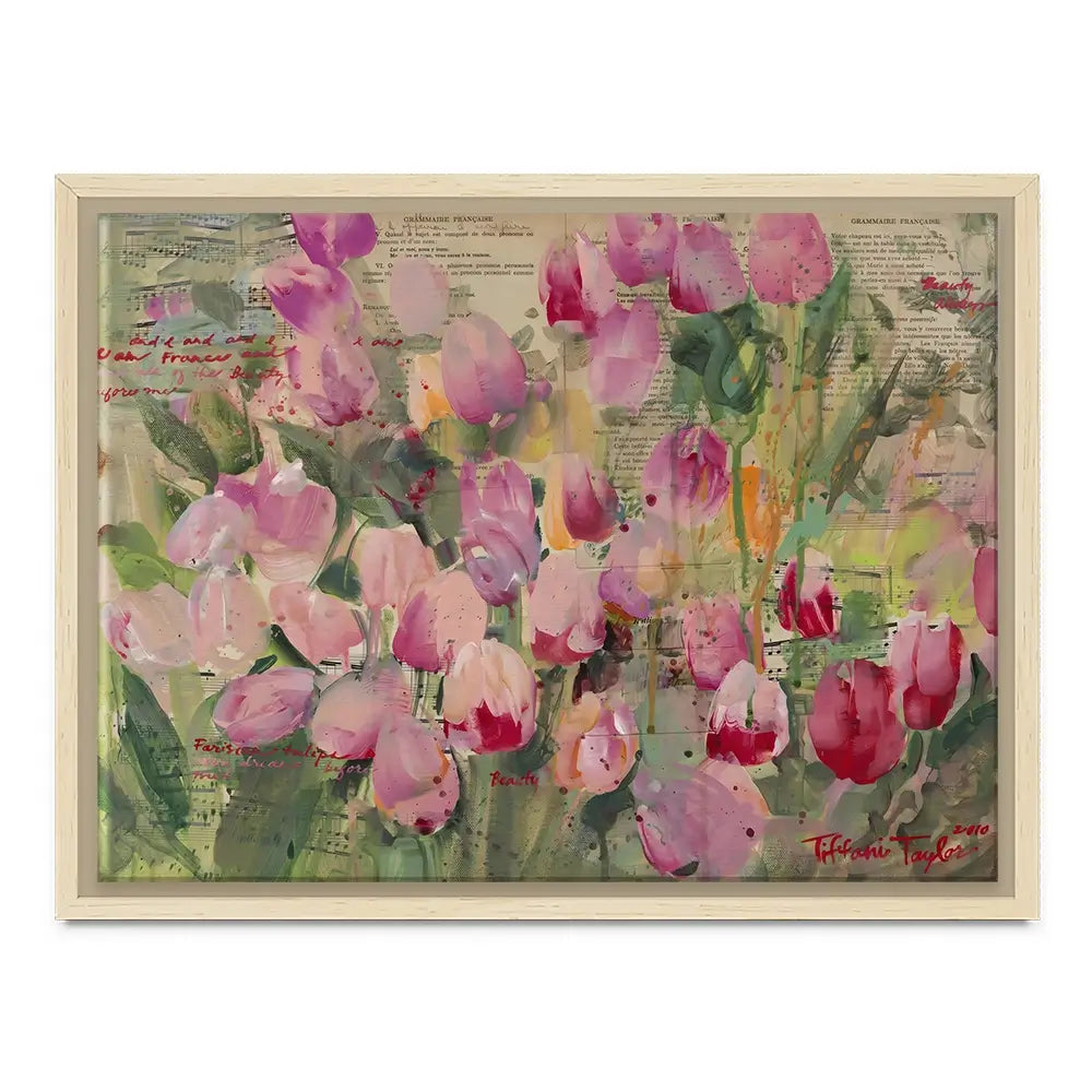 Parisian Tulips Manuscripts Canvas Print Parisian Tulips Manuscripts Canvas Print wall art product Tiffani Taylor - Independent