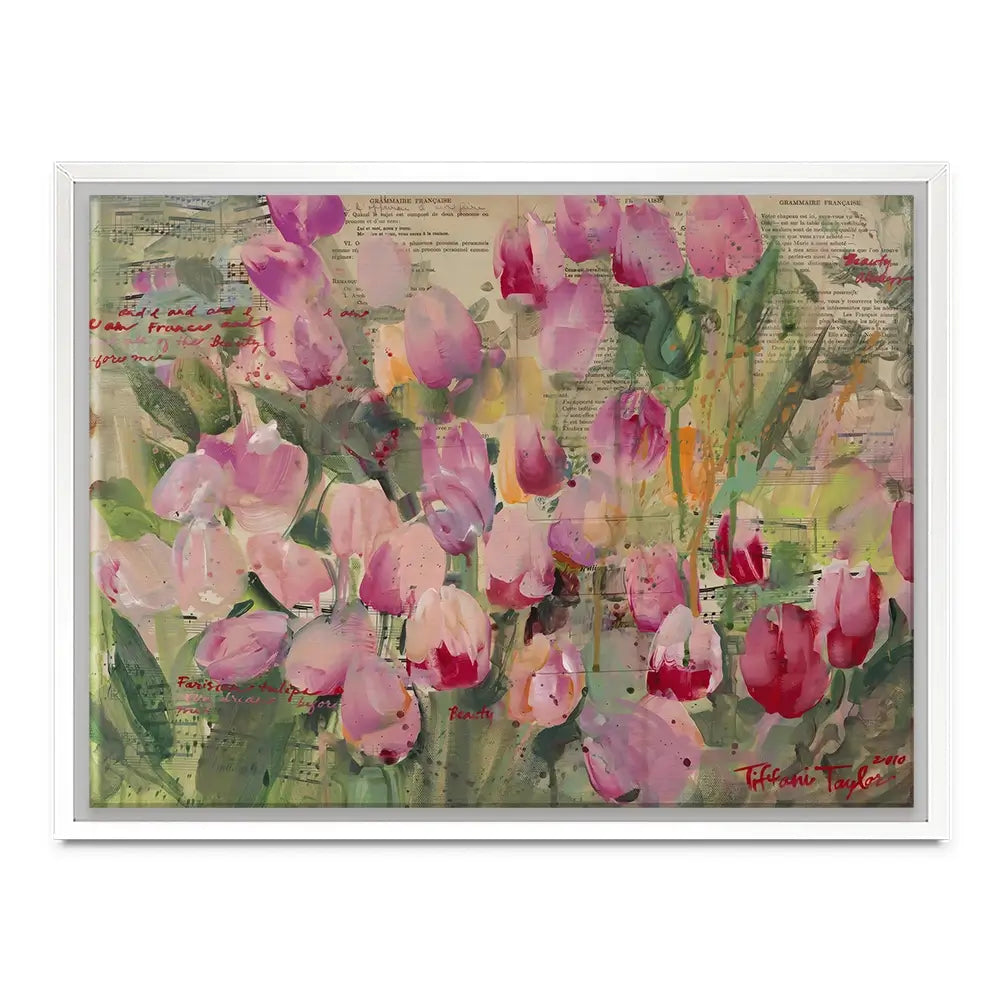 Parisian Tulips Manuscripts Canvas Print Parisian Tulips Manuscripts Canvas Print wall art product Tiffani Taylor - Independent