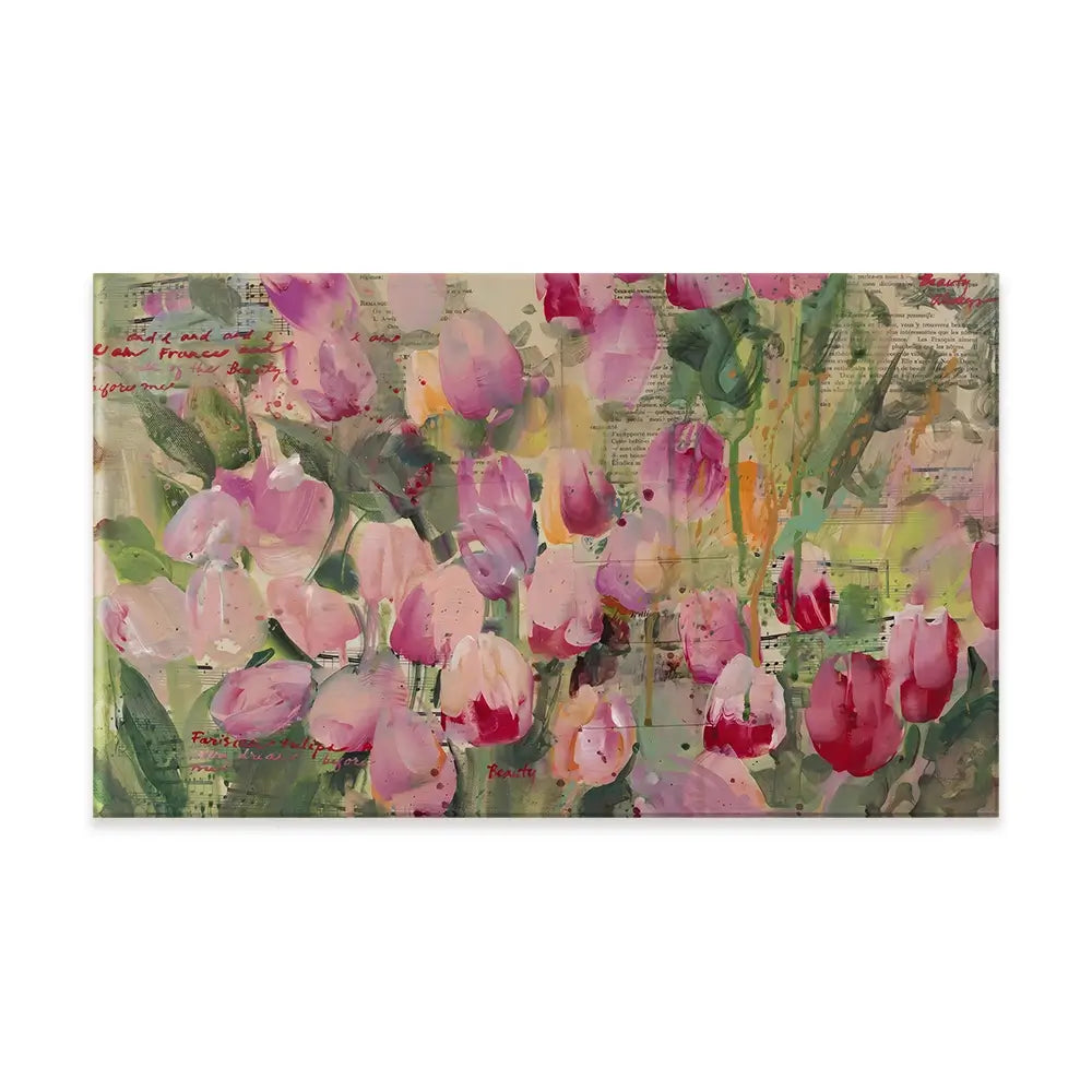 Parisian Tulips Manuscripts Canvas Print Parisian Tulips Manuscripts Canvas Print wall art product Tiffani Taylor - Independent