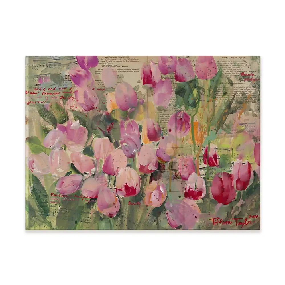 Parisian Tulips Manuscripts Canvas Print Parisian Tulips Manuscripts Canvas Print wall art product Tiffani Taylor - Independent