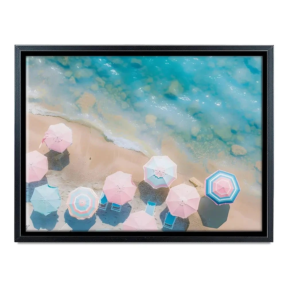 Pastel Beach Umbrellas Canvas Print Pastel Beach Umbrellas Canvas Print wall art product Art Print Shop
