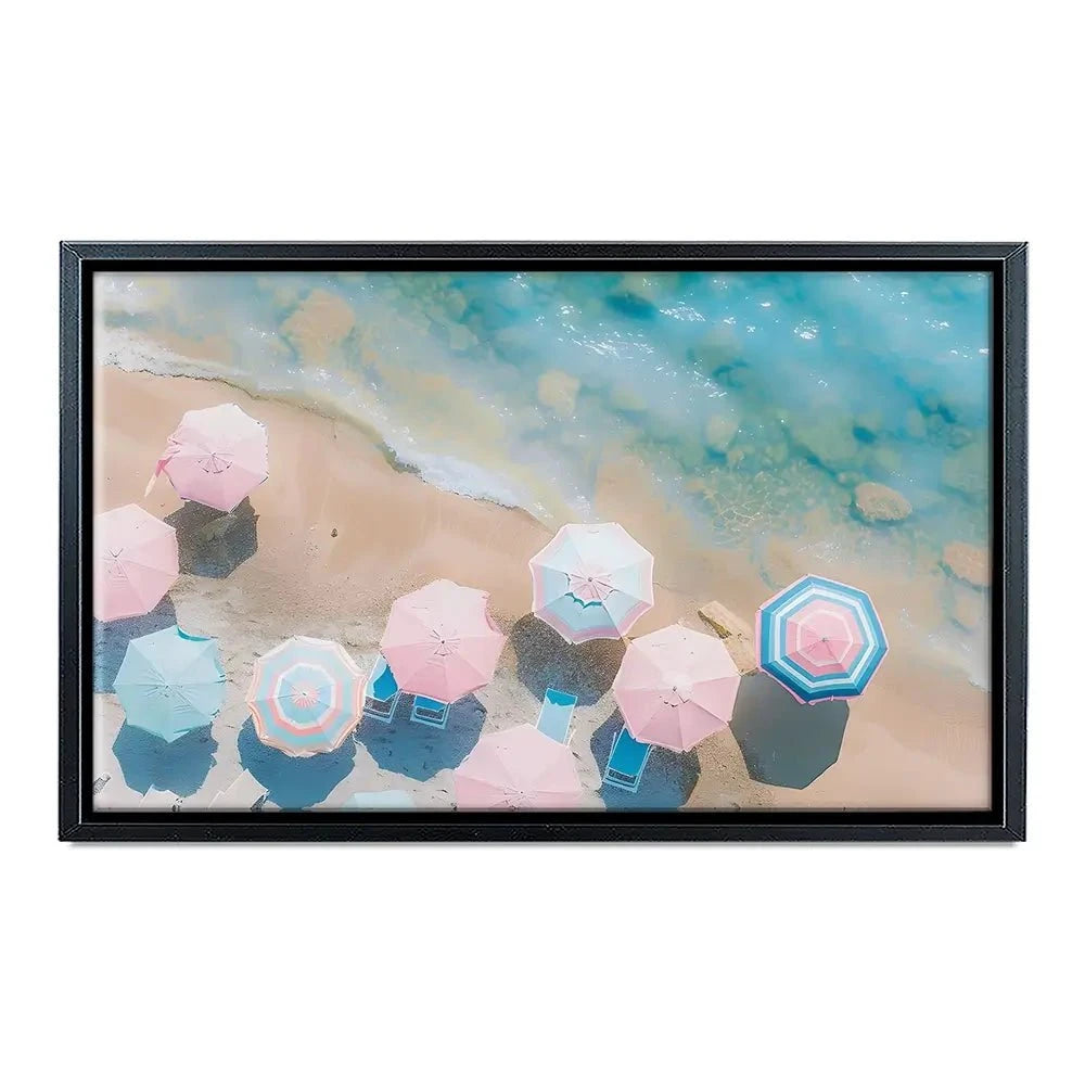 Pastel Beach Umbrellas Canvas Print Pastel Beach Umbrellas Canvas Print wall art product Art Print Shop
