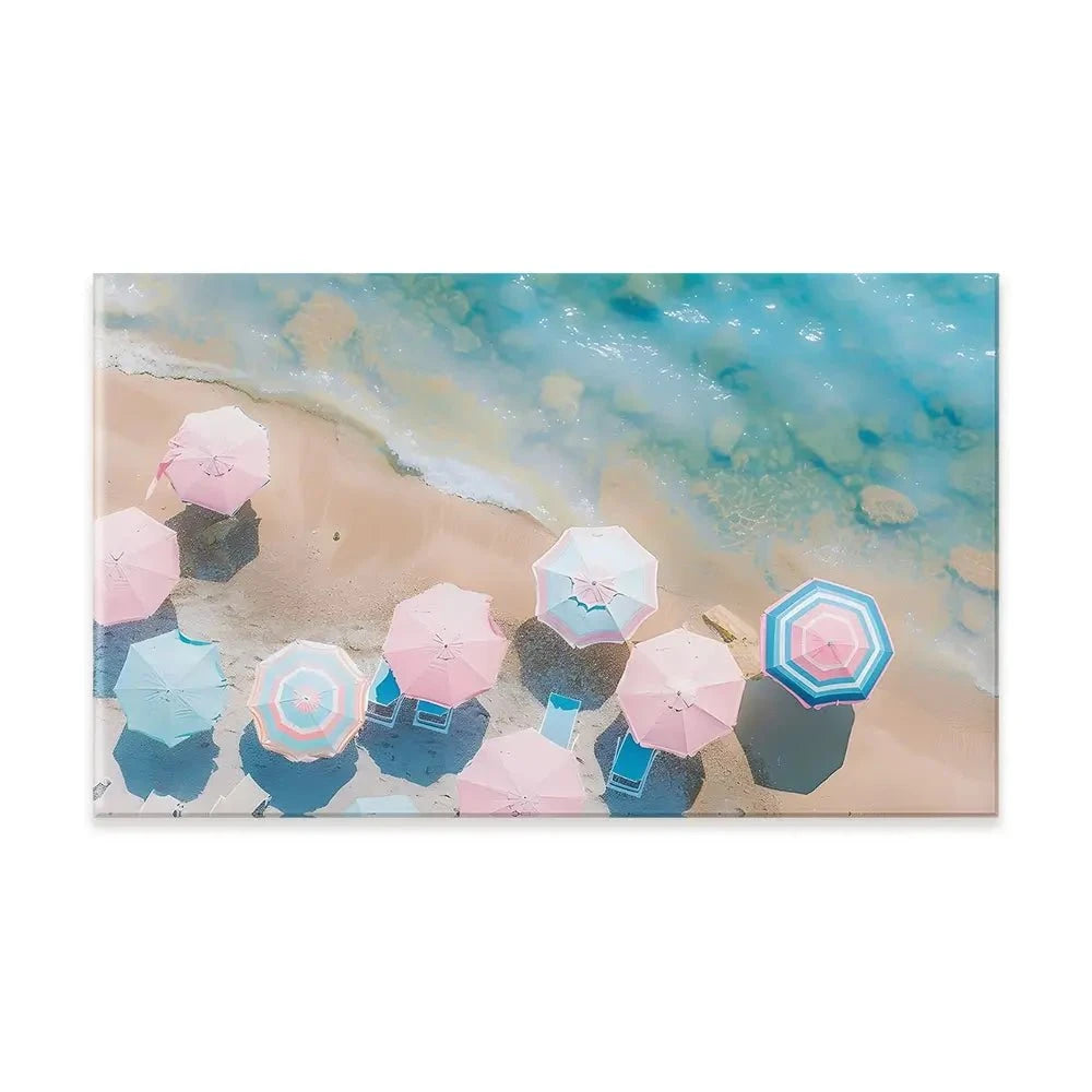Pastel Beach Umbrellas Canvas Print Pastel Beach Umbrellas Canvas Print wall art product Art Print Shop