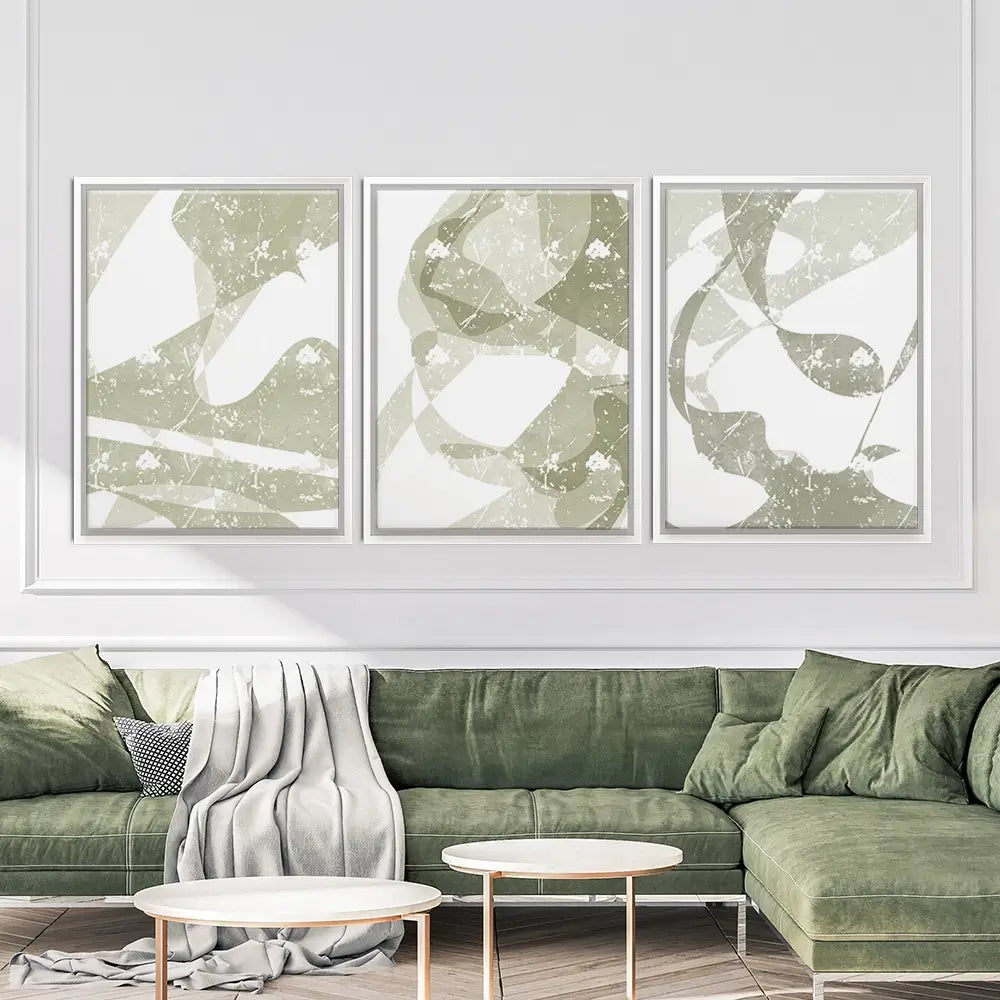 Pastel Green Trio Canvas Print Pastel Green Trio Canvas Print wall art product Yuli Saputra