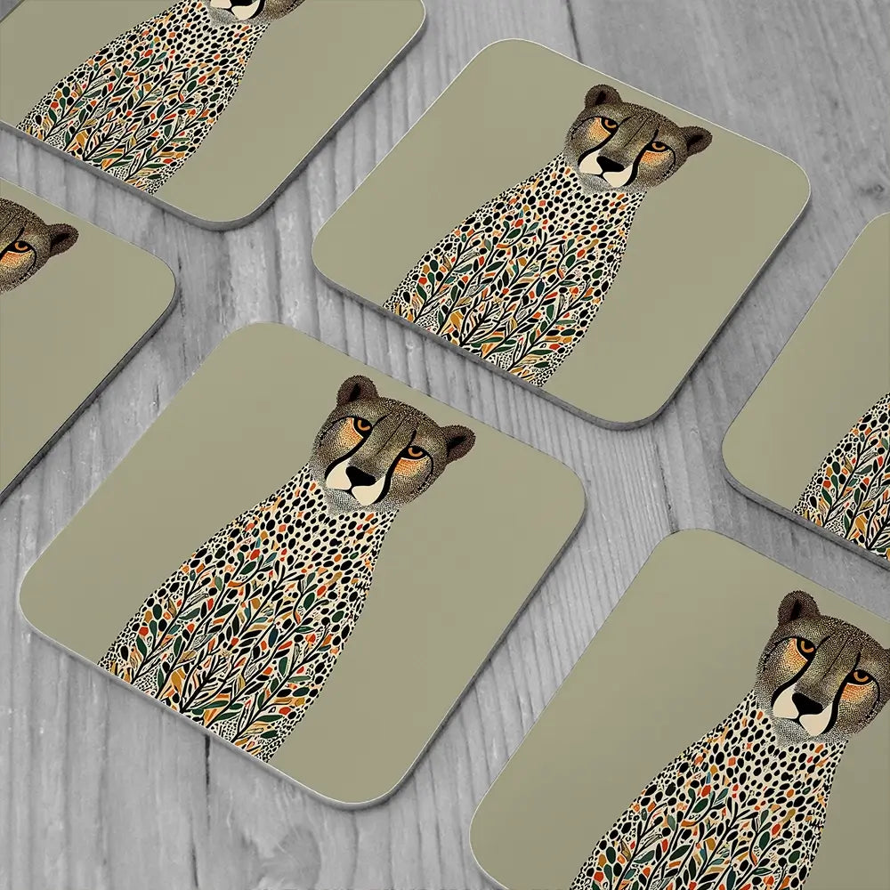 Patterned Cheetah Coaster Set Patterned Cheetah Coaster Set wall art product P & M Print Gallery