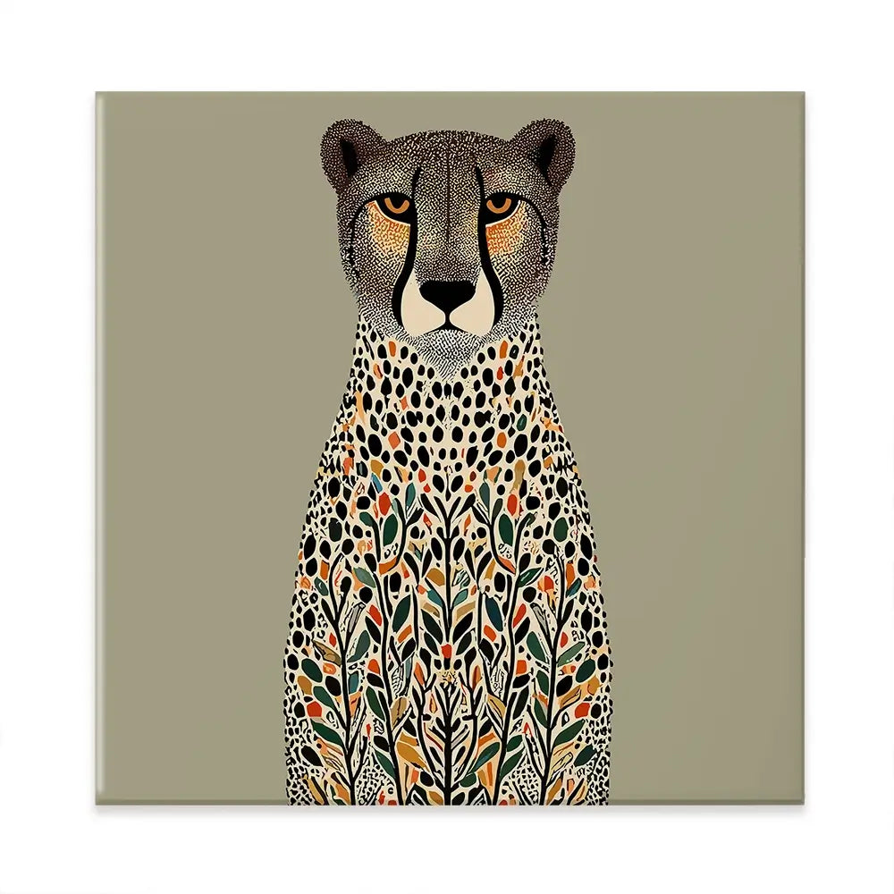 Patterned Cheetah Square Canvas Print Patterned Cheetah Square Canvas Print wall art product P & M Print Gallery