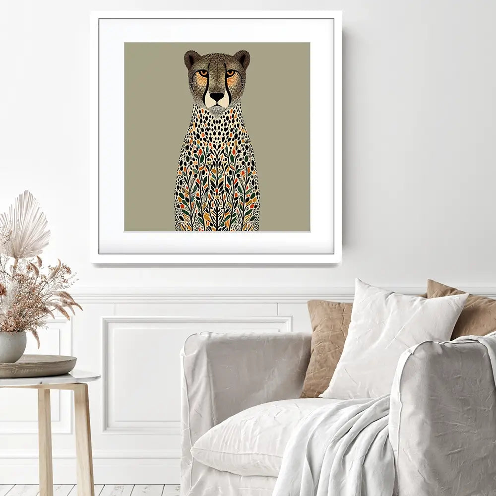 Patterned Cheetah Square Framed Art Print Patterned Cheetah Square Framed Art Print wall art product P & M Print Gallery