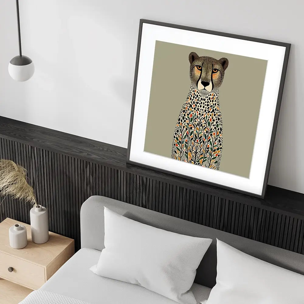 Patterned Cheetah Square Framed Art Print Patterned Cheetah Square Framed Art Print wall art product P & M Print Gallery