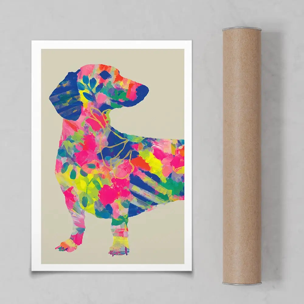 Patterned Dachshund Art Print Patterned Dachshund Art Print wall art product Chromatic Storm Studio