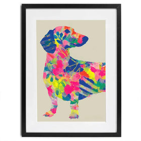 Patterned Dachshund Framed Art Print Patterned Dachshund Framed Art Print wall art product Chromatic Storm Studio