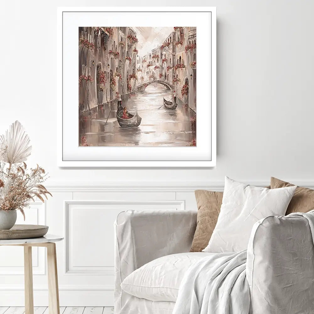 Peace In Venice Square Framed Art Print Peace In Venice Square Framed Art Print wall art product Art Print Shop