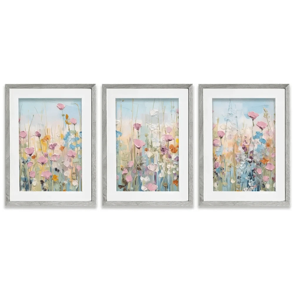 Peaceful Wildflowers Framed Art Print Trio Peaceful Wildflowers Framed Art Print Trio wall art product Gina Kelly - Independent